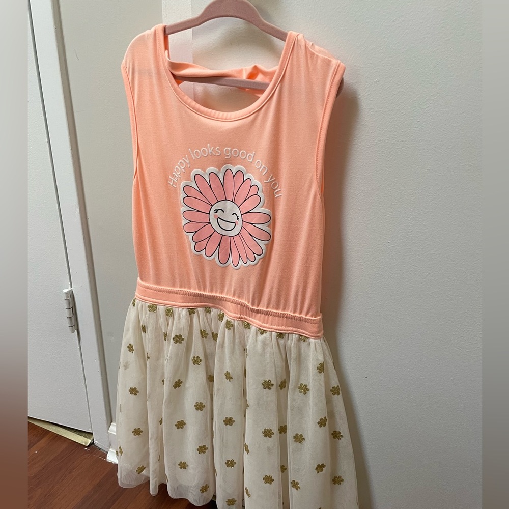 Limited too Size 8 peach, cream and gold dress